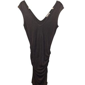 James perse gray gathered ruched sides jersey knit tank dress M tag cut out